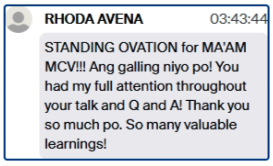 Attendee feedback from an MCV speaking event